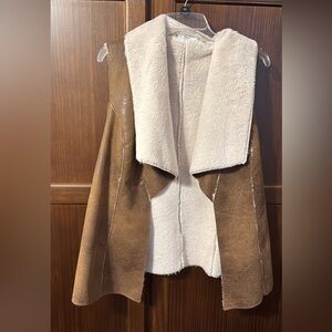 Women's Shearling Coat in Brown and Cream